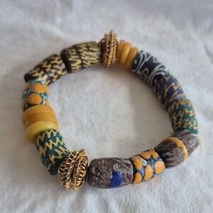 Colorful Beaded Bracelet with Gold Accents